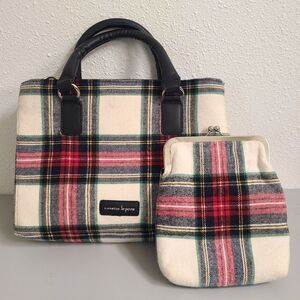 Nanette Lepore Plaid Flannel Tartan Hand Bag & Coin Purse Crossbody Classic Set